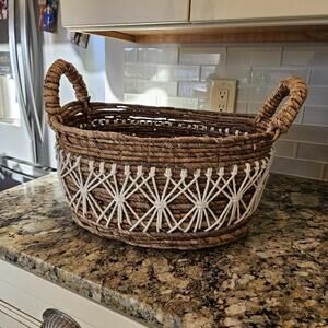 Banana Leaf And Cotton Basket 16x13.5x8" With Handles Its 11.25"